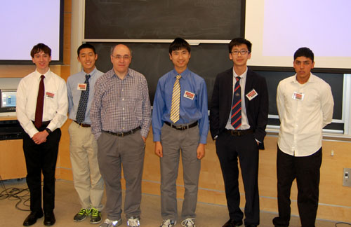 PRIMES students Michael Colavita, 
            Ethan Zou, Dr. Stephen Wolfram, William Wu, John Zhang, and Arul 
            Prasad