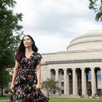Amanda Burcroff standing in Killian Court