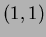 $(1,1)$
