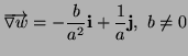 $\displaystyle \overrightarrow{\triangledown w}=-\frac b{a^2}{\bf i}+\frac1a{\bf j},\
b\not=0
$