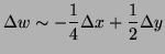 $\displaystyle \Delta w\sim -\frac14\Delta x+\frac12\Delta y
$