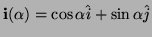 $ {\bf i}(\alpha)=\cos\alpha \hat i+\sin\alpha \hat j$