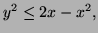 $ y^2\le 2x-x^2,$