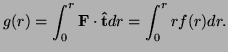 $\displaystyle g(r)=\int _0^r {\bf F}\cdot {\bf\hat t}dr=\int _0^r rf(r) dr.$